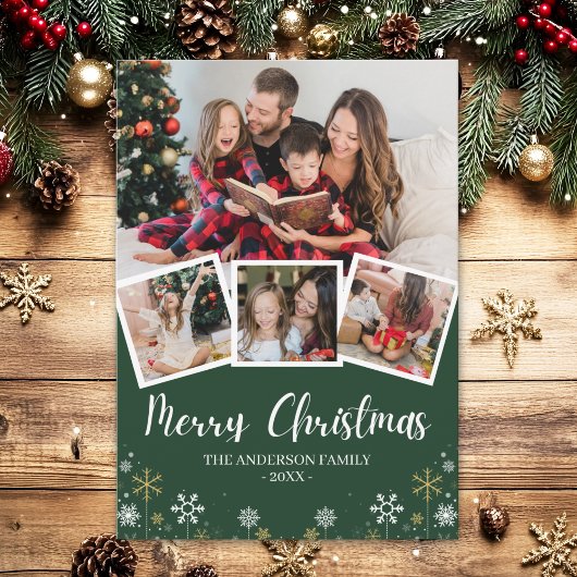 Merry Christmas Modern Photo Family Kaart