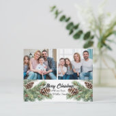 Merry Christmas Modern Pineneedle 2 Photo Collage  Feestdagenkaart (Staand voorkant)