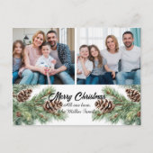Merry Christmas Modern Pineneedle 2 Photo Collage  Feestdagenkaart (Voorkant)