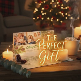 Merry Christmas Modern Pineneedle 3 Photo Collage  Feestdagenkaart