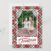 Merry Christmas Modern Plaid Photo Feestdagenkaart (Voorkant)
