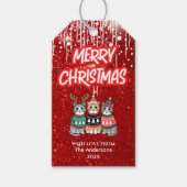 Merry Christmas Modern Red Cute Cats Cadeaulabel (Voorkant)