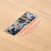 merry christmas modern red scrip 2 photos collage  acryl uitnodigingen (Laagn)