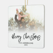 Merry Christmas Modern Script 2 Foto Keramisch Ornament (Links)