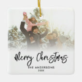 Merry Christmas Modern Script 2 Foto Keramisch Ornament (Voorkant)