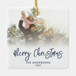 Merry Christmas Modern Script 2 Foto Keramisch Ornament