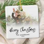 Merry Christmas Modern Script 2 Foto Keramisch Ornament