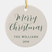 Merry Christmas Modern Script Beige Groen