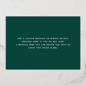 Merry Christmas modern script deep green photo Folie Feestdagenkaart (Achterkant)