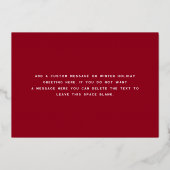 Merry Christmas modern script deep red photo Folie Feestdagenkaart (Achterkant)