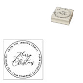 MERRY CHRISTMAS Modern Script Naam Retouradres Rubberstempel (Gestempeld)