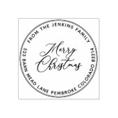 MERRY CHRISTMAS Modern Script Naam Retouradres Rubberstempel (Afrduk)