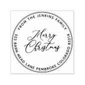 MERRY CHRISTMAS Modern Script Naam Retouradres Zelfinktende Stempel (Design)