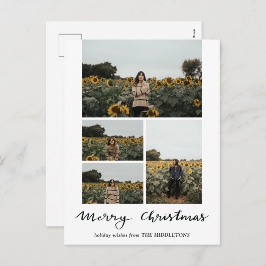 Merry Christmas | Modern Script Photo Holiday Feestdagenkaart (Voorkant / Achterkant)