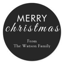 Merry Christmas Modern Script Ronde Sticker
