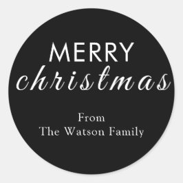 Merry Christmas Modern Script Ronde Sticker
