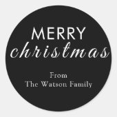 Merry Christmas Modern Script Ronde Sticker (Voorkant)