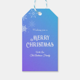Merry Christmas Modern Snowflake Purple Blue Cadeaulabel
