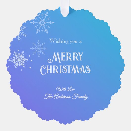 Merry Christmas Modern Snowflake Purple Blue Ornament Kaart (Voorkant)