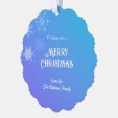 Merry Christmas Modern Snowflake Purple Blue Ornament Kaart (Links)
