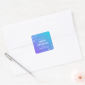 Merry Christmas Modern Snowflake Purple Blue Vierkante Sticker (Envelop)