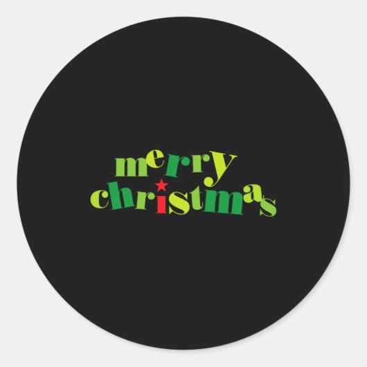 Merry Christmas Modern Tygraphy Ronde Sticker (Voorkant)