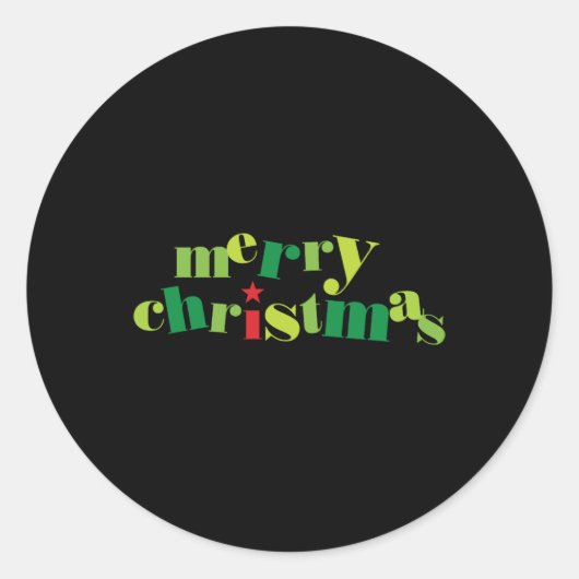 Merry Christmas Modern Tygraphy T Shirt  Ronde Sticker (Voorkant)