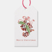 Merry Christmas Modern Watercolor Holly Berry Cadeaulabel (Voorkant)