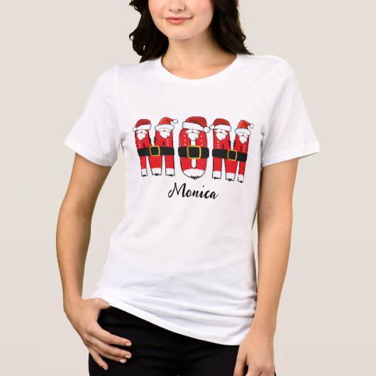  merry Christmas mom Personalized name Tri-Blend Shirt (Voorkant)