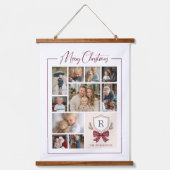 Merry Christmas Monogram Crest 10-Photo Collage Hangend Wandkleed (Voorkant)