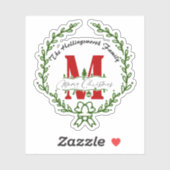 Merry Christmas Monogram Krans Vinyl Sticker (Vel)