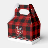 Merry Christmas Monogram Wreath Buffalo Plaid Bedankdoosjes (Voorkant Zijde)