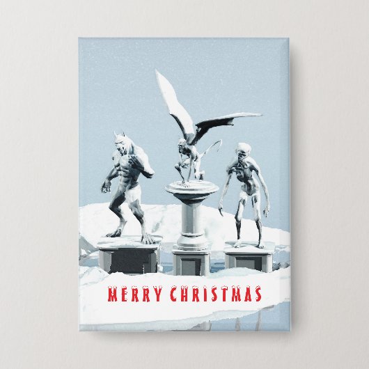 Merry Christmas. Monster ice sculptures Button (Voorkant)