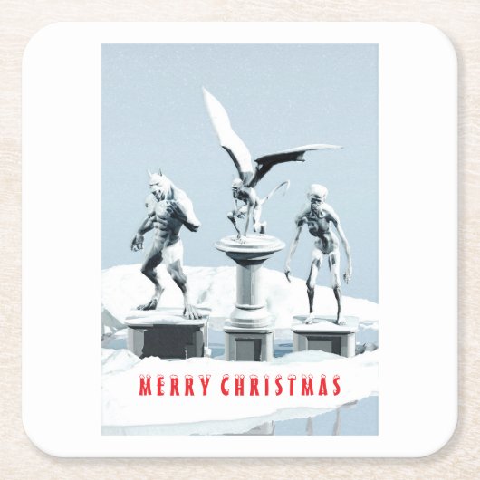 Merry Christmas. Monster ice sculptures Kartonnen Onderzetters (Voorkant)