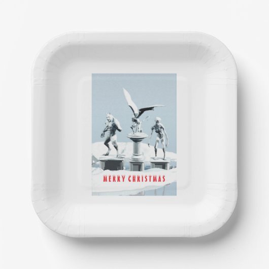 Merry Christmas. Monster ice sculptures Papieren Bordje (Voorkant)