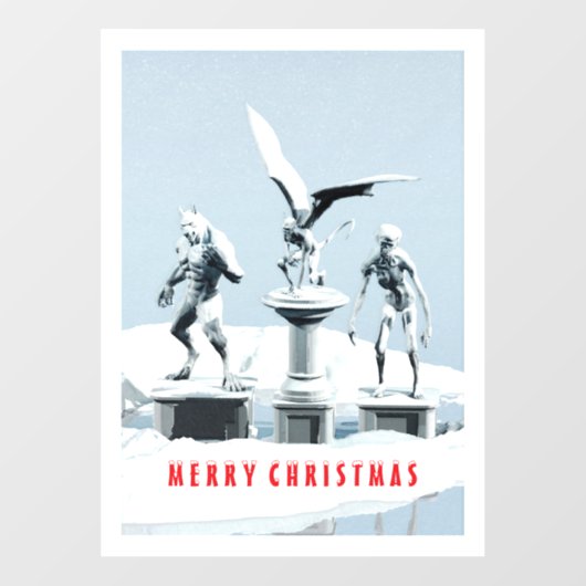 Merry Christmas. Monster ice sculptures Raamsticker (Vel)