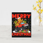 Merry Christmas Monster Truck Funny Gingerbread Me Kaart (Gele Bloem)
