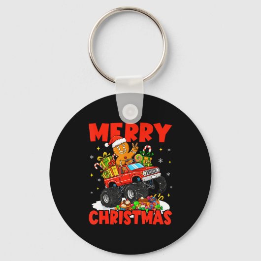 Merry Christmas Monster Truck Funny Gingerbread Me Sleutelhanger (Voorkant)