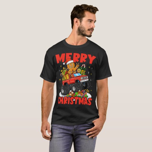 Merry Christmas Monster Truck Funny Gingerbread Me T-shirt (Voorkant volledig)