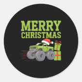 Merry Christmas Monster Truck Toddler Boys Xmas  Ronde Sticker (Voorkant)