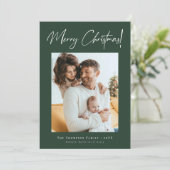 Merry Christmas Moody Rich Green Modern Photo Feestdagenkaart (Staand voorkant)