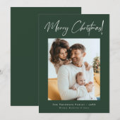 Merry Christmas Moody Rich Green Modern Photo Feestdagenkaart (Voorkant / Achterkant)