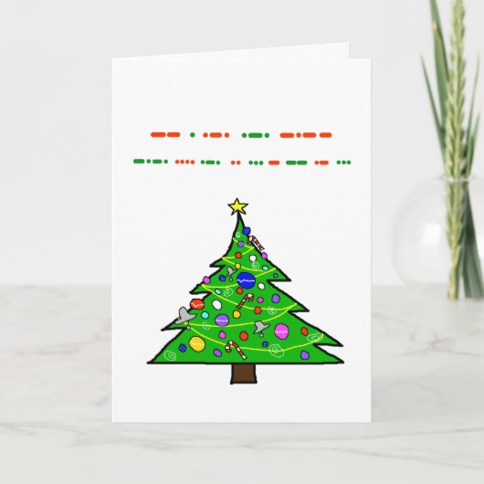 Merry Christmas Morse Code Kerstboom Kaart (Voorkant)