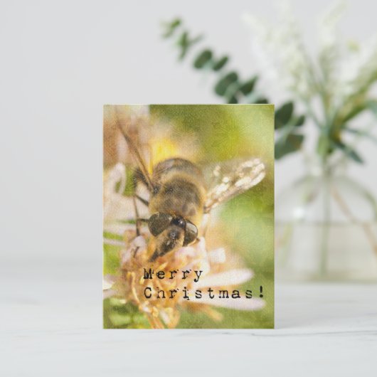 Merry Christmas Moth on Flower Briefkaart (Staand voorkant)