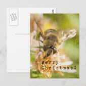 Merry Christmas Moth on Flower Briefkaart (Voorkant / Achterkant)