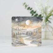 Merry Christmas Mountain River familienaam Kaart (Staand voorkant)
