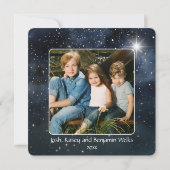 Merry Christmas Mountain Sky Star familienaam Kaart (Achterkant)