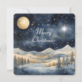 Merry Christmas Mountain Sky Star familienaam Kaart (Voorkant)