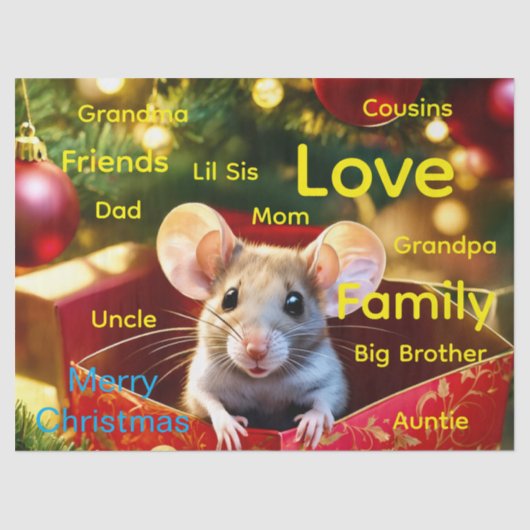 Merry Christmas Mouse Tissue Paper Tissuepapier (Voorkant)