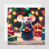 Merry Christmas Mouse Wenskaart Feestdagenkaart (Voorkant / Achterkant)